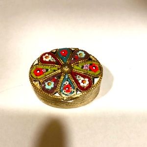 Micro mosaic,push lock,oval box,metal surround .